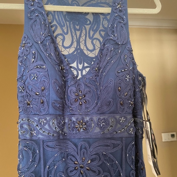 Sue Wong Beaded Gown, Blue Size 8 - Picture 5 of 6